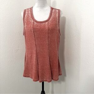 DG2 By Diane Gillman Top Women's Plus Size 1X Orange Sleeveless Flare Bottom